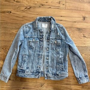 Old Navy Distressed Light Blue Denim Jacket medium
